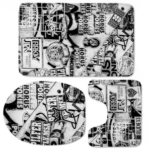 Black And White Urban Collage Print Toilet Three Pieces Set