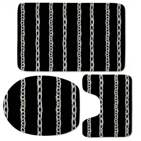 Image of Chains Stripes Print Pattern Toilet Three Pieces Set