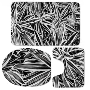 Black And White Tropical Print Toilet Three Pieces Set