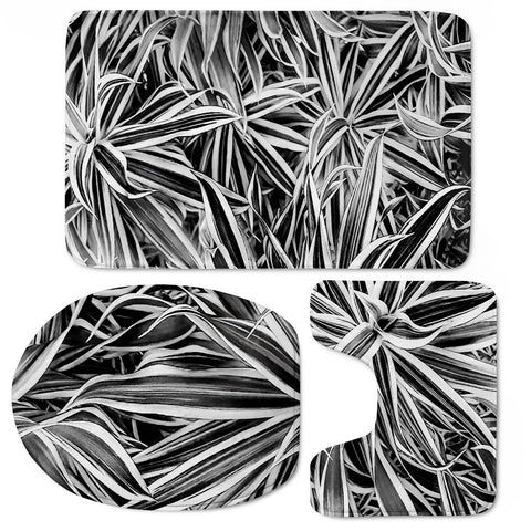 Image of Black And White Tropical Print Toilet Three Pieces Set