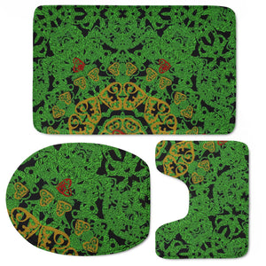 Love The Hearts  Mandala On Green Toilet Three Pieces Set