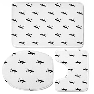 Skating Motif Graphic Silhouette Print Pattern Toilet Three Pieces Set