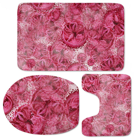 Image of Pattern Roses Fleur Toilet Three Pieces Set