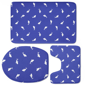 Marine Life Motif Print Pattern Toilet Three Pieces Set