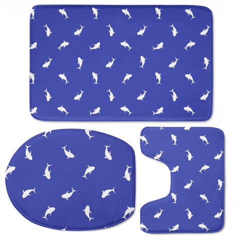 Image of Marine Life Motif Print Pattern Toilet Three Pieces Set