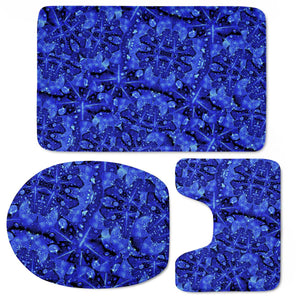 Blue Fancy Ornate Print Pattern Toilet Three Pieces Set