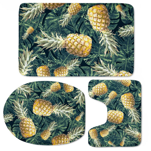 Image of Pattern Ananas Tropical Toilet Three Pieces Set