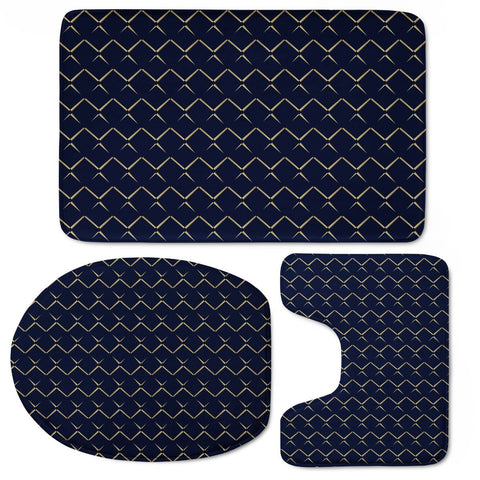 Image of Pattern Formes Doré/Bleu Toilet Three Pieces Set