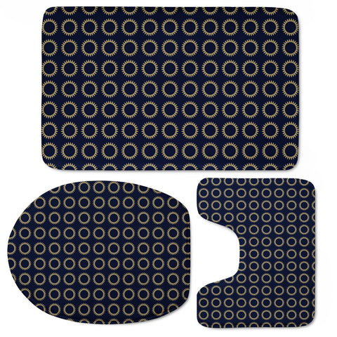 Image of Abstrait Formes Doré/Bleu Toilet Three Pieces Set