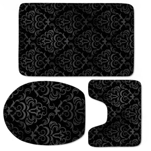 Black Grey Damasks Toilet Three Pieces Set