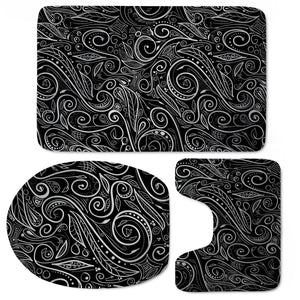 Black Silver Damasks Toilet Three Pieces Set