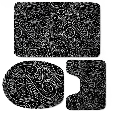 Image of Black Silver Damasks Toilet Three Pieces Set