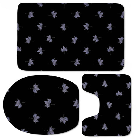 Image of Wet Leaves Botanical Motif Pattern Design Toilet Three Pieces Set