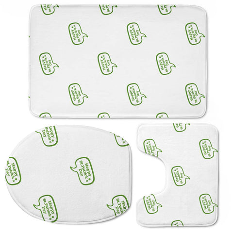 Image of Happy St Patricks Day Symbol Motif Pattern Toilet Three Pieces Set