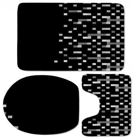 Image of Black And White Matrix Patterned Design Toilet Three Pieces Set