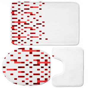 Red And White Matrix Patterned Design Toilet Three Pieces Set