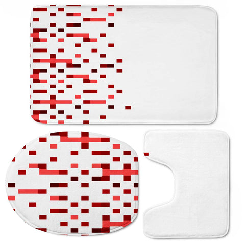 Image of Red And White Matrix Patterned Design Toilet Three Pieces Set