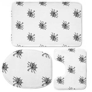 Black And White Floral Print Pattern Toilet Three Pieces Set