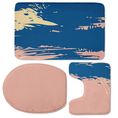 Image of Coral Pink, Classic Blue & Sunlight Toilet Three Pieces Set