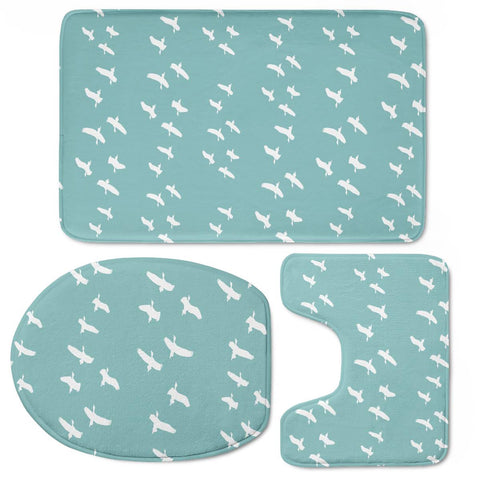 Image of Birds Flying Graphic Silhouette Pattern Toilet Three Pieces Set