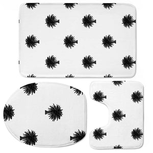 Black And White Tropical Print Pattern Toilet Three Pieces Set