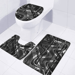 Black And White Geometric Print Toilet Three Pieces Set