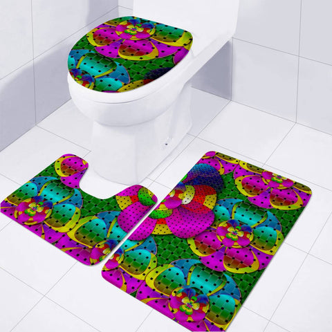 Image of Flowers Will Give Power Ornate Pop-Art Toilet Three Pieces Set