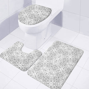 Black And White Modern Ornate Pattern Toilet Three Pieces Set