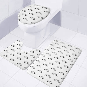 Vintage Car Motif Graphic Pattern Toilet Three Pieces Set