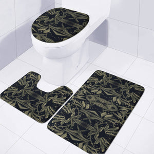 Stylized Golden Ornate Nature Motif Print Toilet Three Pieces Set