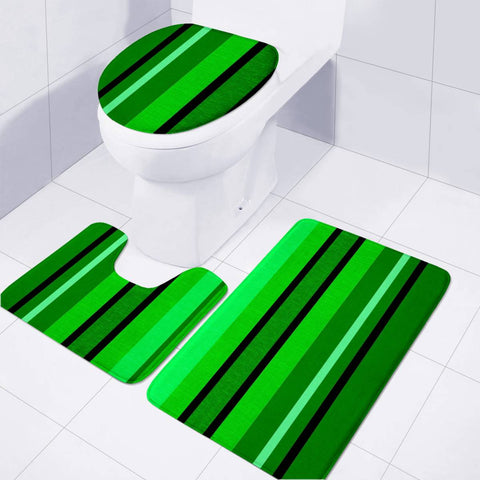 Image of Green Stripe Toilet Three Pieces Set