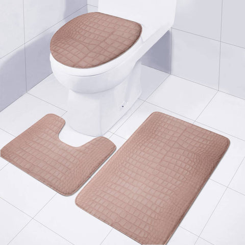 Image of Pink Alligator Print Toilet Three Pieces Set