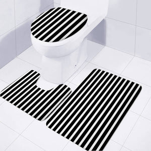 Black And White Vertical Stripes Toilet Three Pieces Set