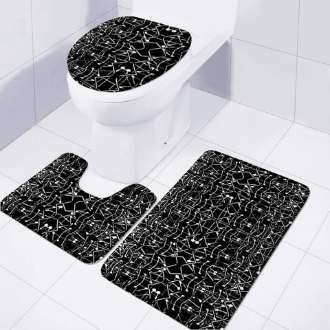 Image of Black And White Ethnic Ornate Pattern Toilet Three Pieces Set