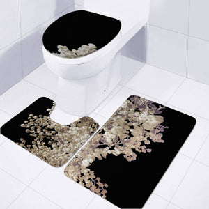 Botanical Motif Minimalistic Style Artwork Toilet Three Pieces Set