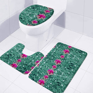 Flowers Love And Silver Metal Hearts Is Wonderful As Sunsets Toilet Three Pieces Set