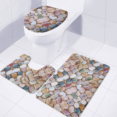 Image of Rounded Stones Print Motif Toilet Three Pieces Set