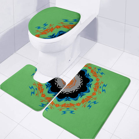 Image of Multicolor Circular Print Toilet Three Pieces Set