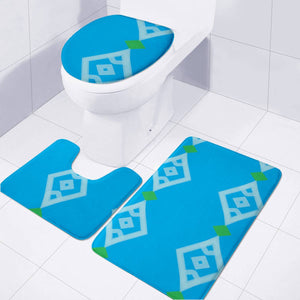 Diamond Shapes On Blue Toilet Three Pieces Set