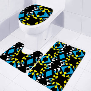 Angular Shapes On Black Toilet Three Pieces Set