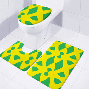 Yellow And Green Shapes Toilet Three Pieces Set