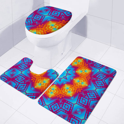 Image of Neon Rays Pattern Toilet Three Pieces Set