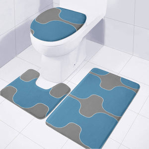 Blue And Gray Gap Pattern Toilet Three Pieces Set