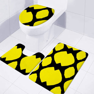 Yellow And Black Pattern Toilet Three Pieces Set