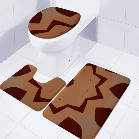 Image of Dark And Light Brown Pattern Toilet Three Pieces Set