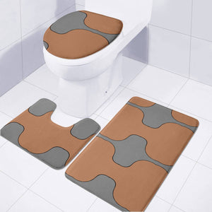 Brown And Gray Gap Pattern Toilet Three Pieces Set