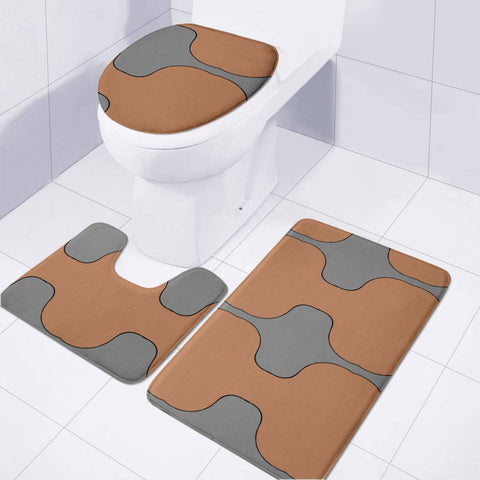 Image of Brown And Gray Gap Pattern Toilet Three Pieces Set