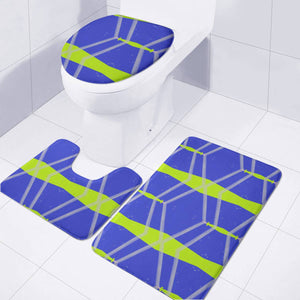 Green And Blue Pattern Toilet Three Pieces Set