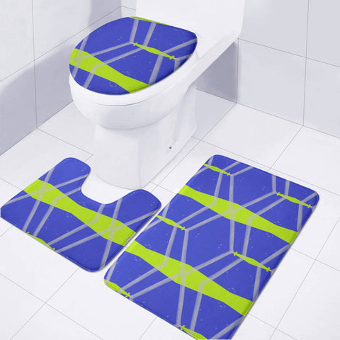 Image of Green And Blue Pattern Toilet Three Pieces Set