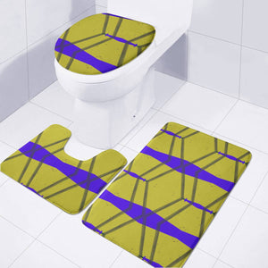 Sandy Brown And Blue Pattern Toilet Three Pieces Set